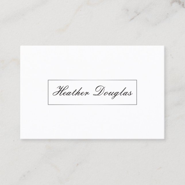 Silver Frame / Cursive Typografie Visitenkarte (Vorderseite)