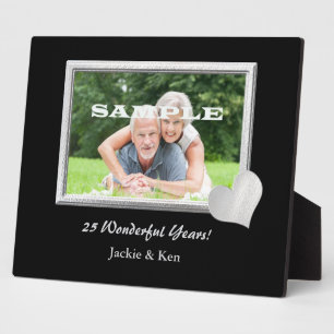 Silver Frame Herz-Jubiläumsfoto Vorlage Fotoplatte