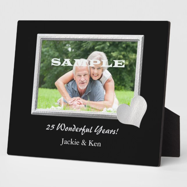Silver Frame Herz-Jubiläumsfoto Vorlage Fotoplatte (Seite)