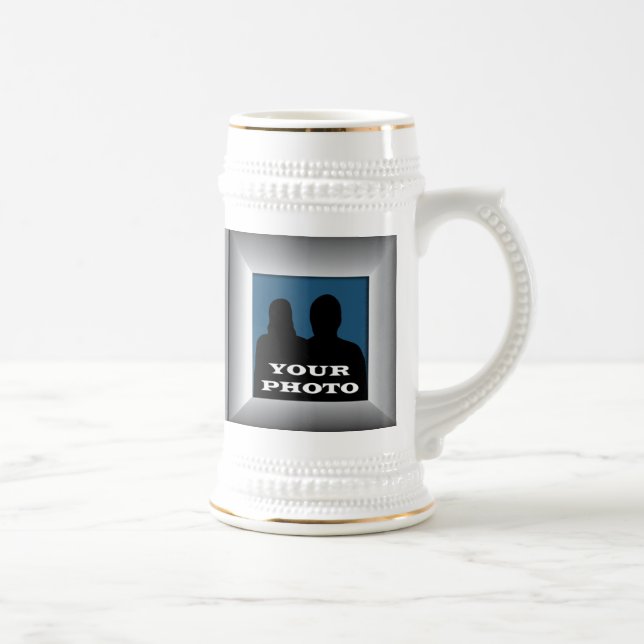 Silver Frame Ihrer Foto Stein-Tasse Bierglas (Rechts)