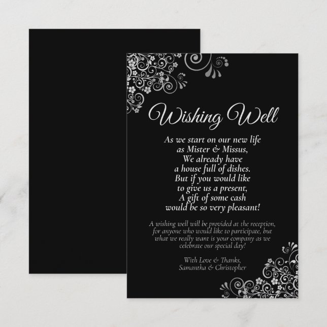 Silver Frills auf Black Wedding wünscht gutes Gedi Begleitkarte (Vorne/Hinten)