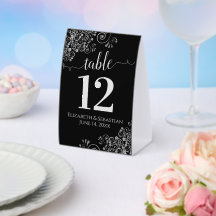 Silver Frills Black Wedding Tischnummer