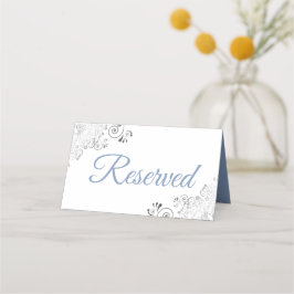 Silver Frills Blue White Elegant Wedding vorbehalt Platzkarte