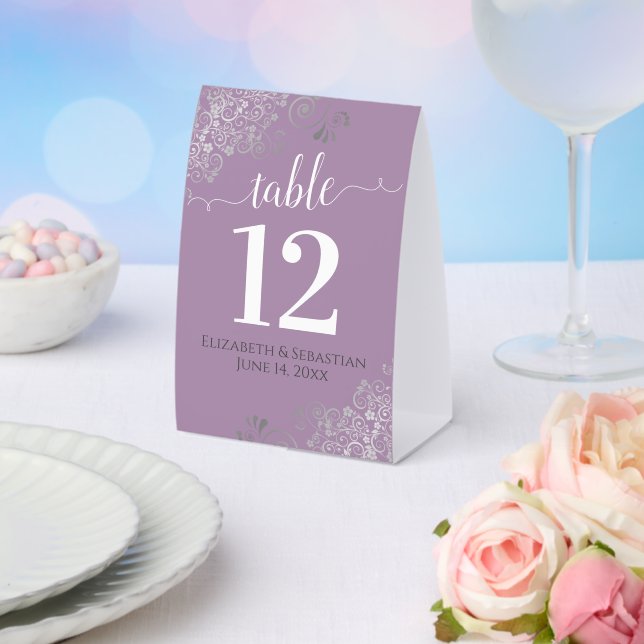 Silver Frills Lavender Lila Wedding Tischnummer Tischaufsteller (In Situ (Hochzeit))