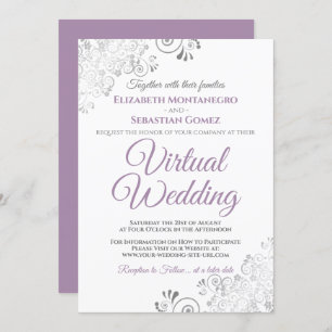 Silver Frills Lavender & White Virtual Wedding Einladung