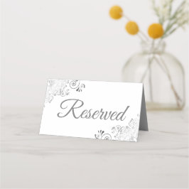 Silver Frills on White Elegant Wedding vorbehalten Platzkarte