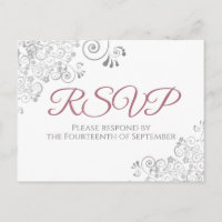 Silver Frills Simple Chic Dusty Rose Wedding RSVP