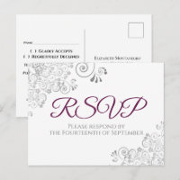 Silver Frills Simple Elegant Cassis Wedding RSVP