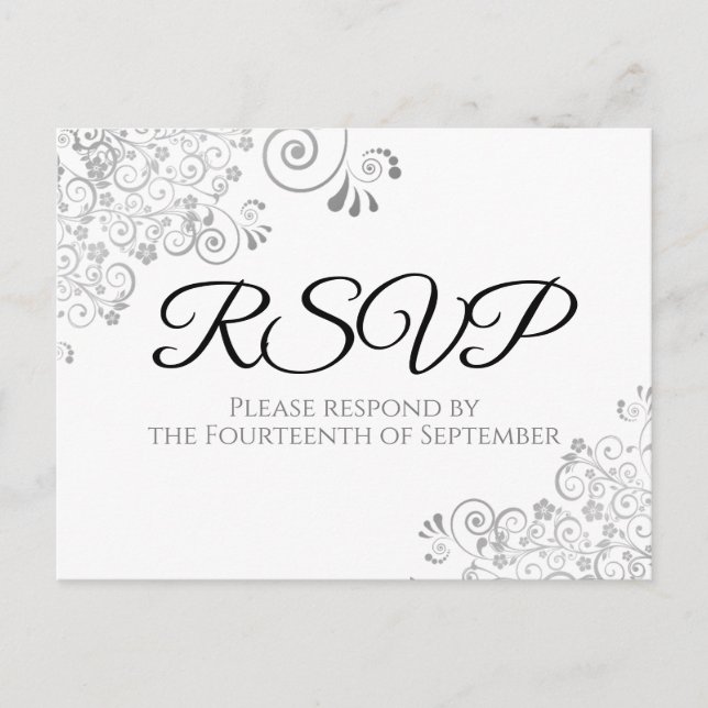 Silver Frills Simple Elegant Wedding UAWG Postkarte (Vorderseite)