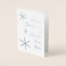 Silver Frohe Weihnachten glücklich Neujahr Schneef Folienkarte