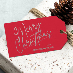 Silver Frohe Weihnachten Red Gift Tags Geschenkanhänger
