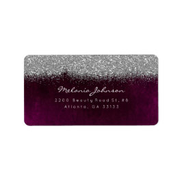 Silver Funkelnd Glitzer Burgunde Velvet Adressaufkleber