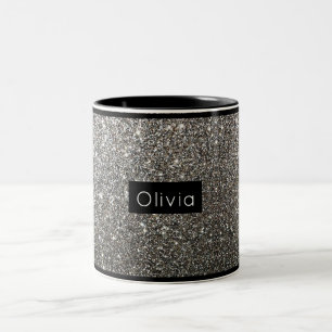 Silver Funkelnd Glitzer mit Personalisiertem Namen Zweifarbige Tasse