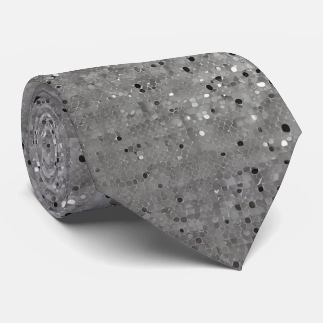 Silver Funkelnd Glitzer Wedding Neck Tie Krawatte (Gerollt)