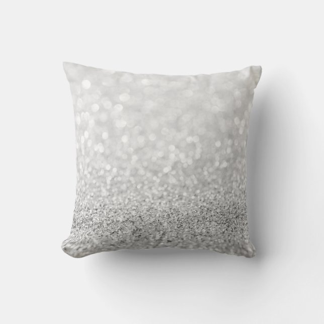 Silver Gay Glitzer Funkelnd Metallic White Delicat Kissen (Vorderseite)