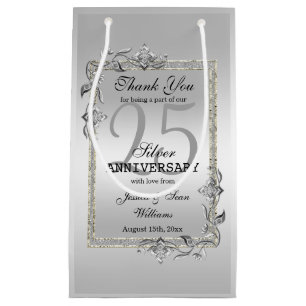 Silver Gem & Glitzer 25. Hochzeitstag Kleine Geschenktüte