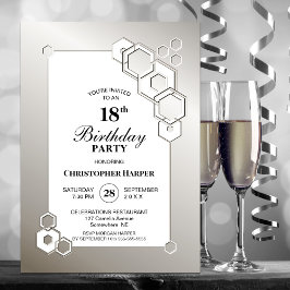 Silver Geometric 18. Geburtstagsparty Einladung