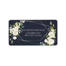 Silver Geometric Blue White Floral Address