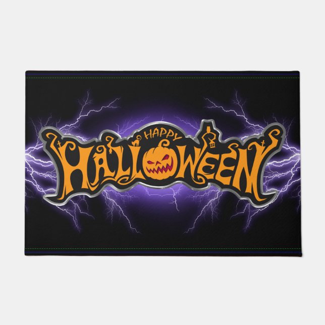Silver Gerahmt Happy Halloween Ruby Mit Augen Pump Fußmatte (Vorderseite)