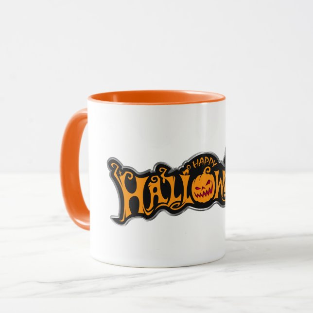 Silver Gerahmt Happy Halloween Ruby Mit Augen Pump Tasse (Vorderseite Links)
