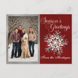 Silver Gerahmtes Foto & Crystal Snowflake Feiertagspostkarte