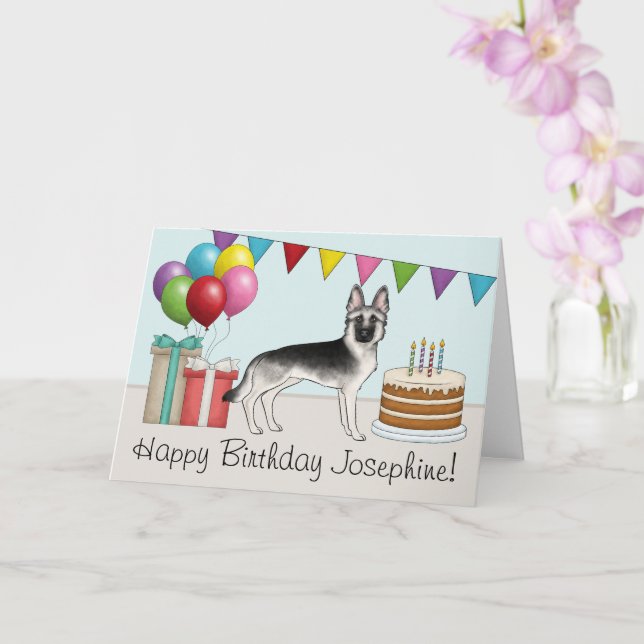 Silver German Shepherd Hund farbenfrohe Happy Birt Karte (Orchidee)