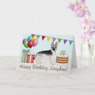 Silver German Shepherd Hund farbenfrohe Happy Birt Karte