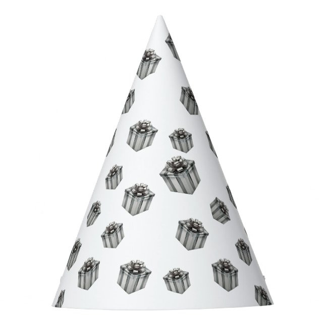Silver Gift Boxes Elegant Holiday Premium Party Partyhütchen (Vorderseite)