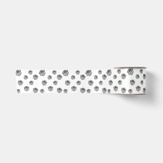 Silver Gift Boxes Elegant Holiday Premium Party Satinband (Vorderseite)