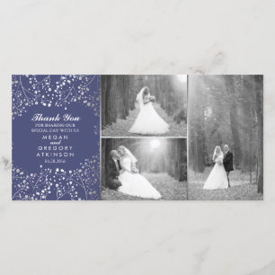 Silver Gipskraut Navy Hochzeit Foto Vielen Dank Dankeskarte
