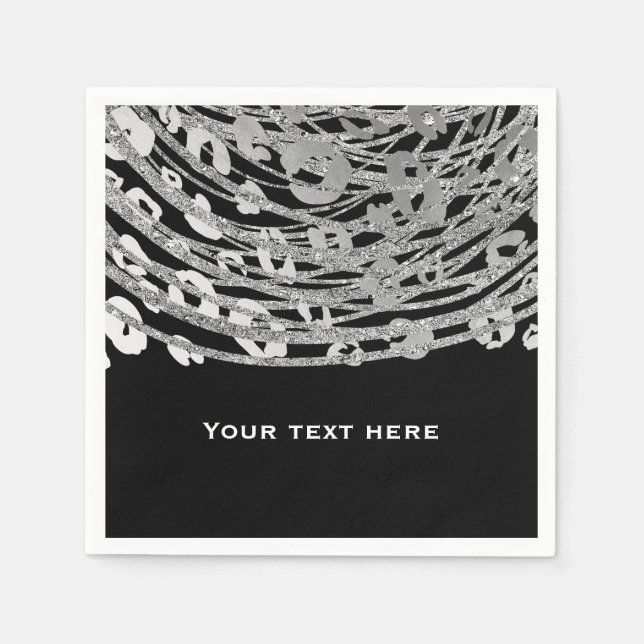 Silver Glam Cheetah Print Exotic Print Party Serviette (Vorderseite)