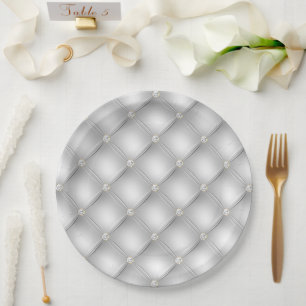 Silver Glam Diamond Wedding Pappteller