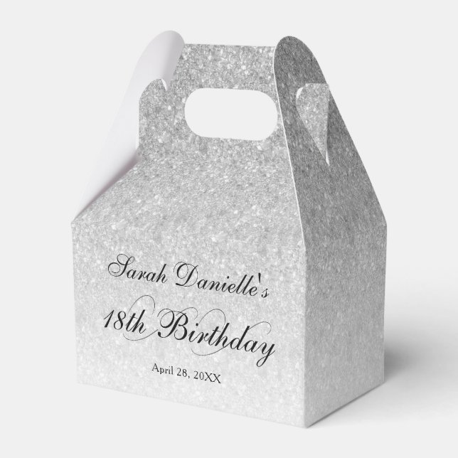 Silver Glam Glitzer Personalisiert Geschenkschachtel (Vorderseite)