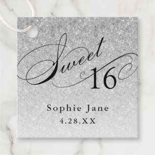 Silver Glam Glitzer Sweet 16 Personalisiert Geschenkanhänger