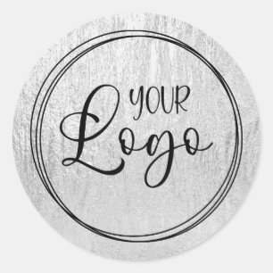 Silver Glam Texture Logo Runder Aufkleber