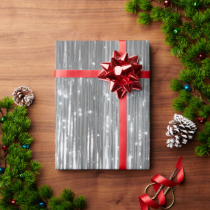 Silver Glam Tinsel Stripes Geschenkpapier