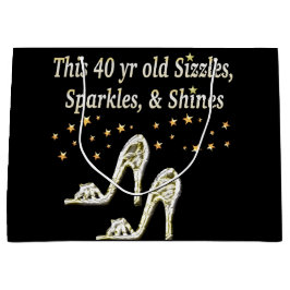 SILVER GLAMOROUS 40. GEBURTSTAG-DESIGN GROßE GESCHENKTÜTE