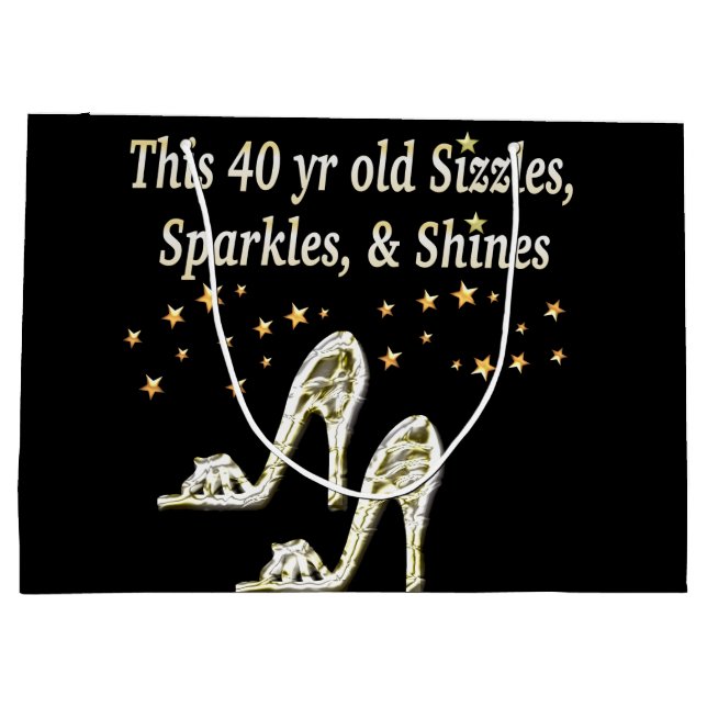 SILVER GLAMOROUS 40. GEBURTSTAG-DESIGN GROßE GESCHENKTÜTE (Rückseite)