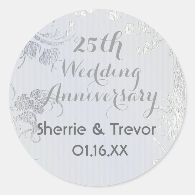 Silver Glimmer Save the Date Runder Aufkleber (Vorderseite)