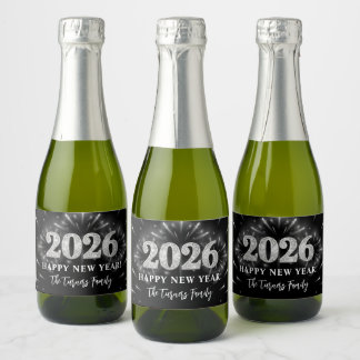 Silver Glitter Black Happy New Year 2026