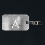 Silver Glitter Brushed Metal Monogram Name Gepäckanhänger<br><div class="desc">Silber-Imitate belichten metallischen Sparkle-Glitzer,  Markenname für gebürstetes Metall und Anfangsbeutel oder Gepäckmarke. Das macht den perfekten 16 Geburtstag,  Hochzeit,  Brautparty,  Jubiläum,  Babydusche oder Junggeselinnen-Abschied Geschenk für jemanden,  der Lieben glamourösen Luxus und schicke Stile.</div>