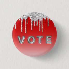 Silver Glitter Drip Red Background Vote Button