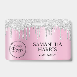 Silver Glitter Drips Pink Shimmer Ausweis