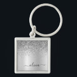 Silver Glitter Glam Metal Monogram Schlüsselanhänger<br><div class="desc">Silber-Imitate belichten metallische Sparkle-Glitzer gebürstete Metal Monogram Name Keychains (Key Chain). Das macht den perfekten 16 Geburtstag,  Hochzeit,  Brautparty,  Jubiläum,  Babydusche oder Junggeselinnen-Abschied Geschenk für jemanden,  der Lieben glamourösen Luxus und schicke Stile.</div>