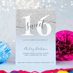 Silver glitter ice blue ombre girly Sweet 16 Einladung<br><div class="desc">Silver glitter pastel ice blue lavender script calligraphy typography sweet 16 birthday party invitation .Perfect for a modern elegant sweet sixteen party.</div>