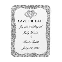 Silver Glitter Infinity Heart Save The Date Magnet