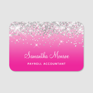 Silver Glitter Light and Hot Pink Ombre Namensschild