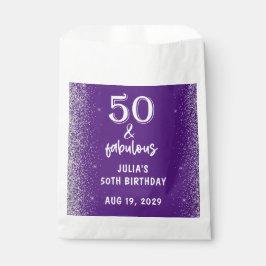 Silver Glitter Purple 50th Birthday Party Geschenktütchen