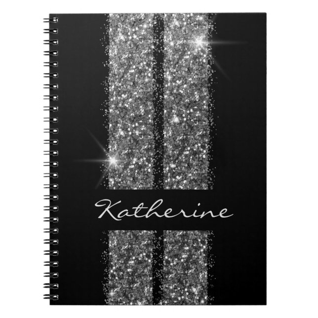 Silver Glitter Race Stripes Girly Car Lover Notizblock (Vorderseite)