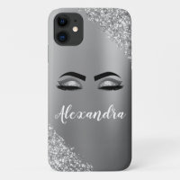 Silver Glitter Sparkle Eyelashes Monogram